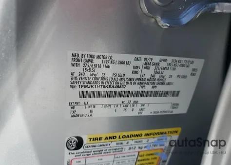 2019 Ford Expedition Max Xlt из США, поврежденный, VIN 1FMJK1HT6KEA49837